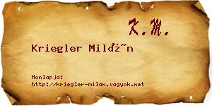 Kriegler Milán névjegykártya