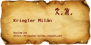 Kriegler Milán névjegykártya