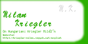 milan kriegler business card